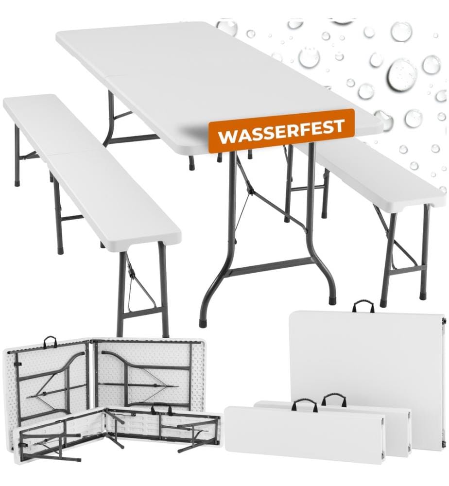 Ensemble de table de camping pliable - blanc