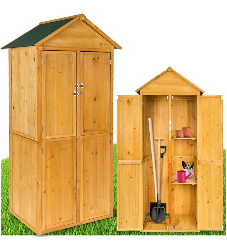 Gartenschrank mit Spitzdach - braun