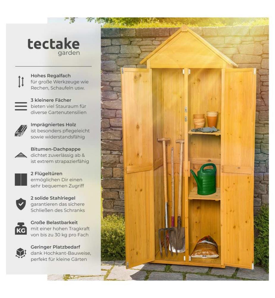 Gartenschrank mit Spitzdach - braun