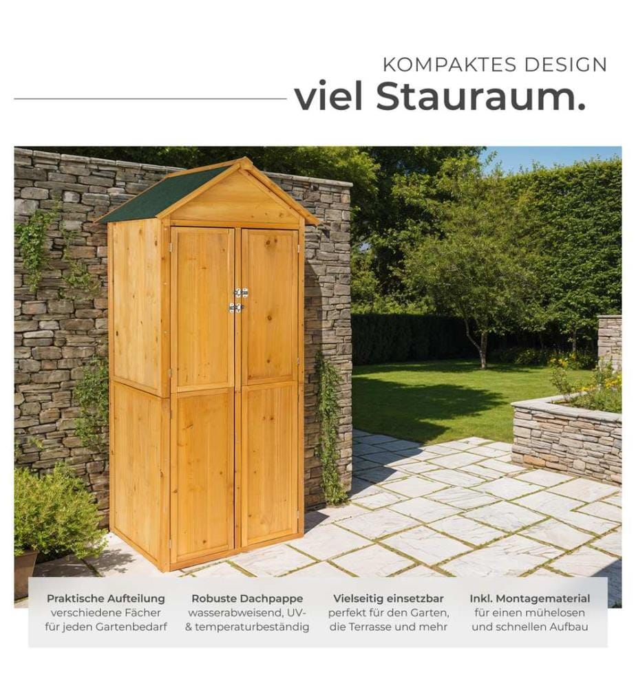 Gartenschrank mit Spitzdach - braun