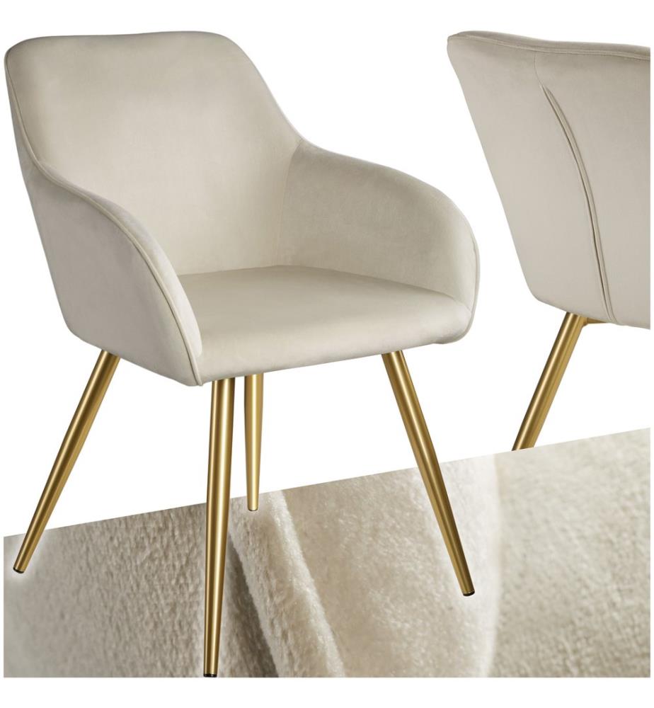 Chaise MARILYN Effet velours style scandinave - crèmeor, par pièce