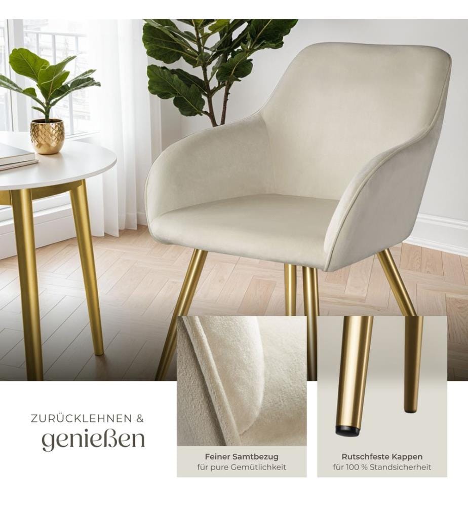 Chaise MARILYN Effet velours style scandinave - crèmeor, par pièce