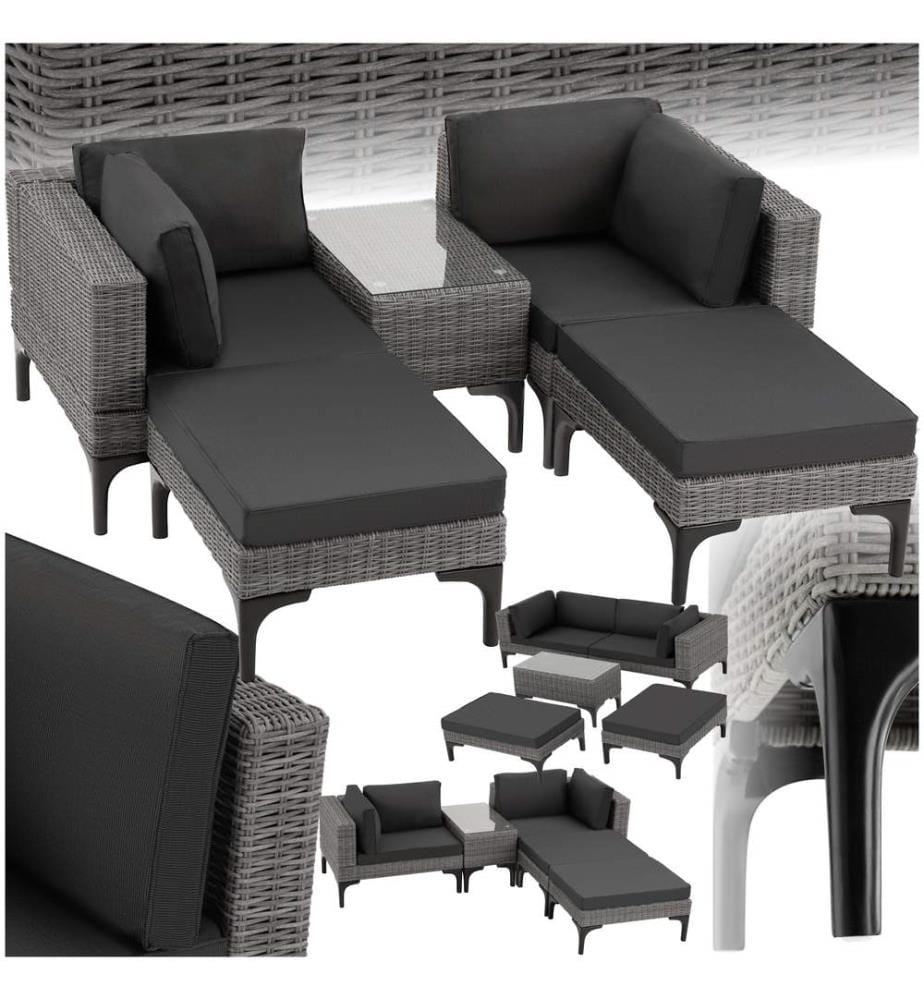 Salon en rotin avec cadre en aluminium Bellaria - gris