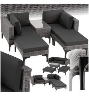 Rattan Lounge mit Aluminiumgestell Bellaria - grau
