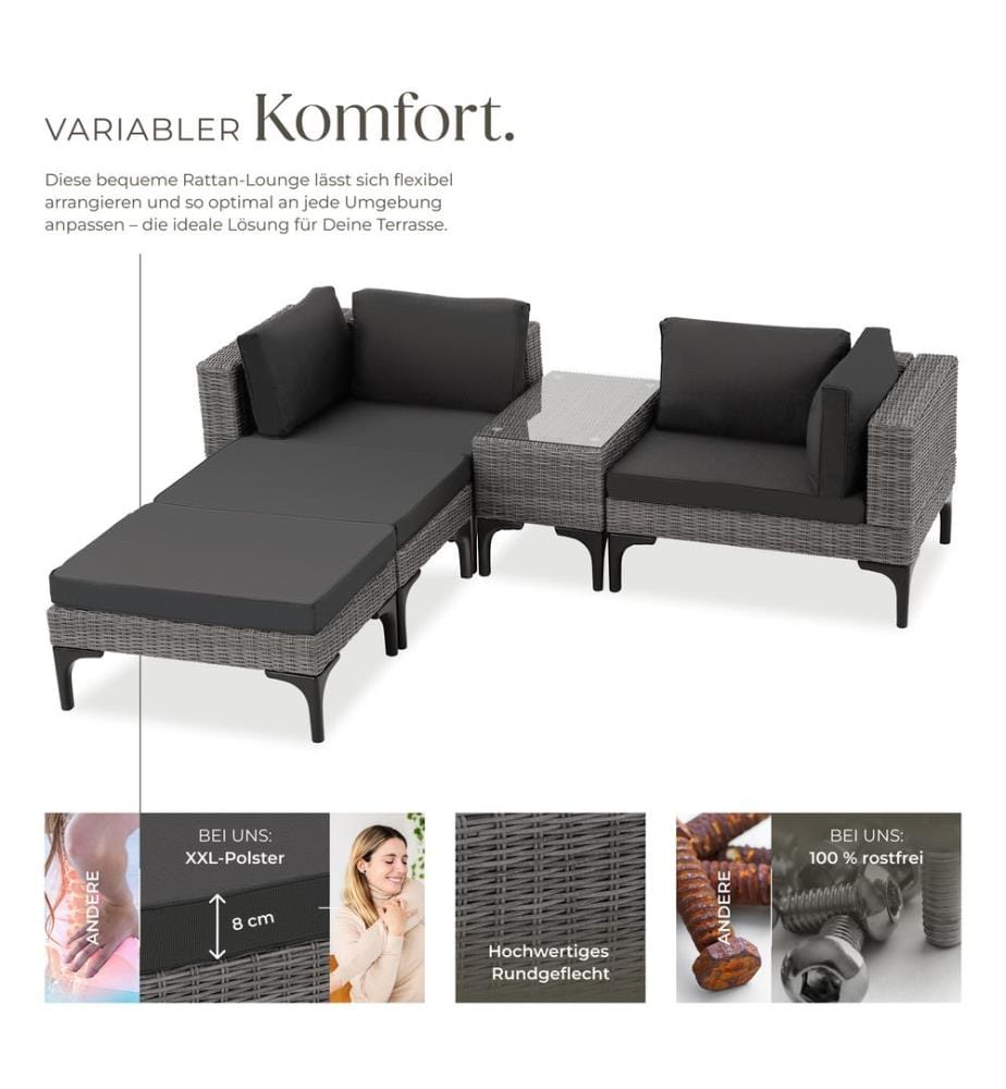 Salon en rotin avec cadre en aluminium Bellaria - gris
