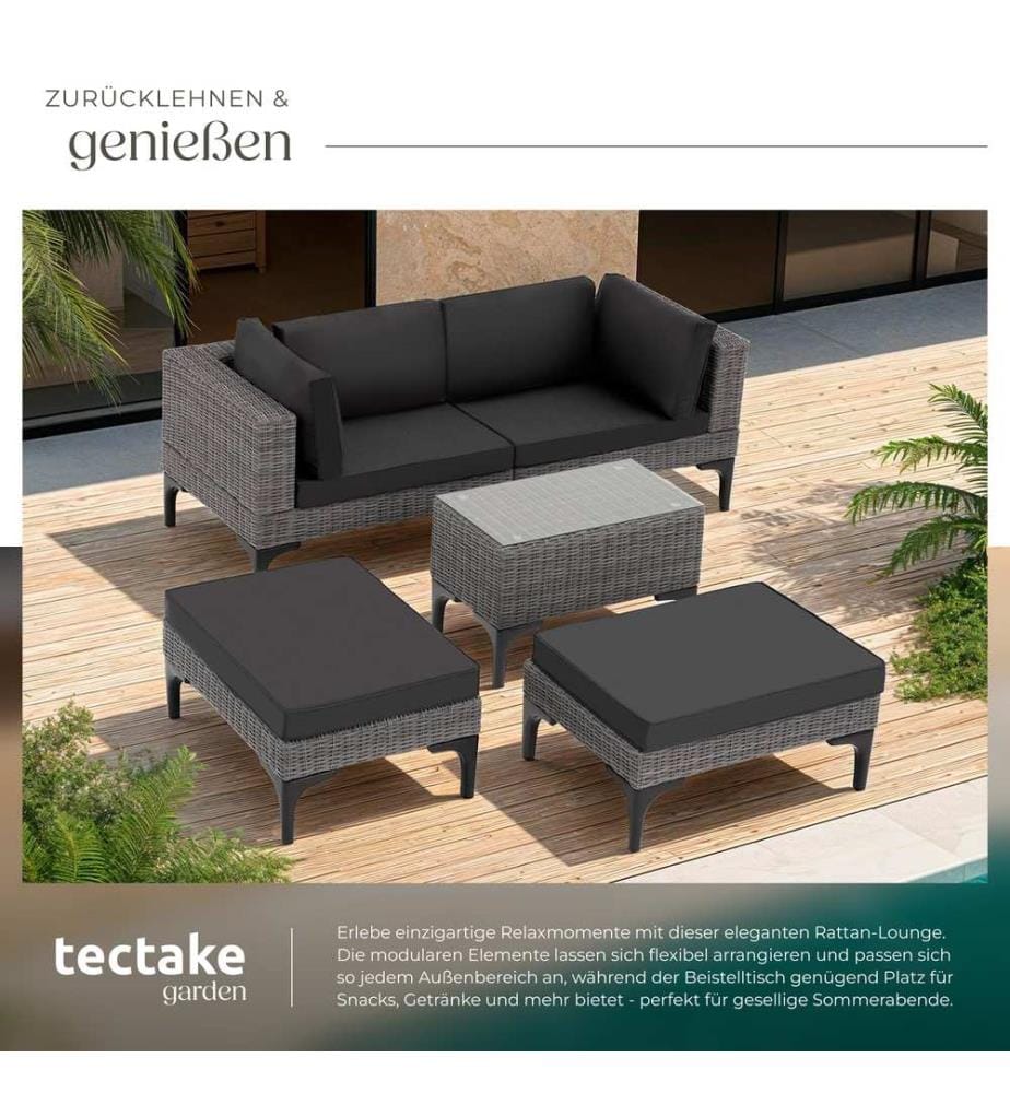 Salon en rotin avec cadre en aluminium Bellaria - gris