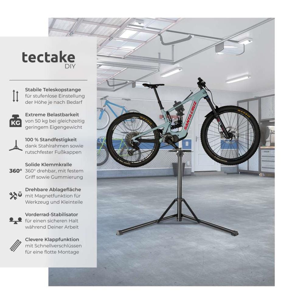Support de réparation pour vélo Jan jusqu'à 50kg, adapté aux vélos électriques - grisnoir