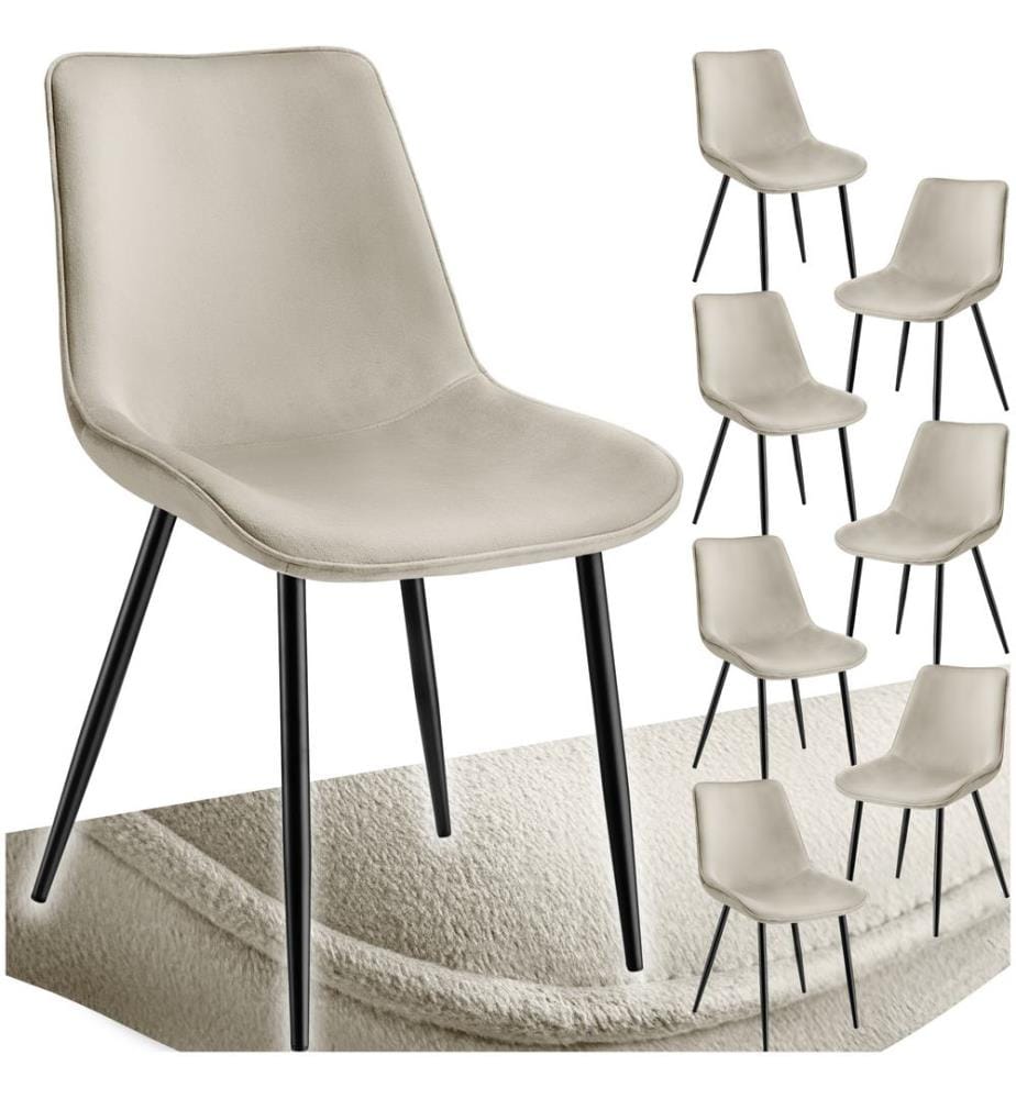 Set Stuhl Monroe Samtoptik - creme, 8er Set
