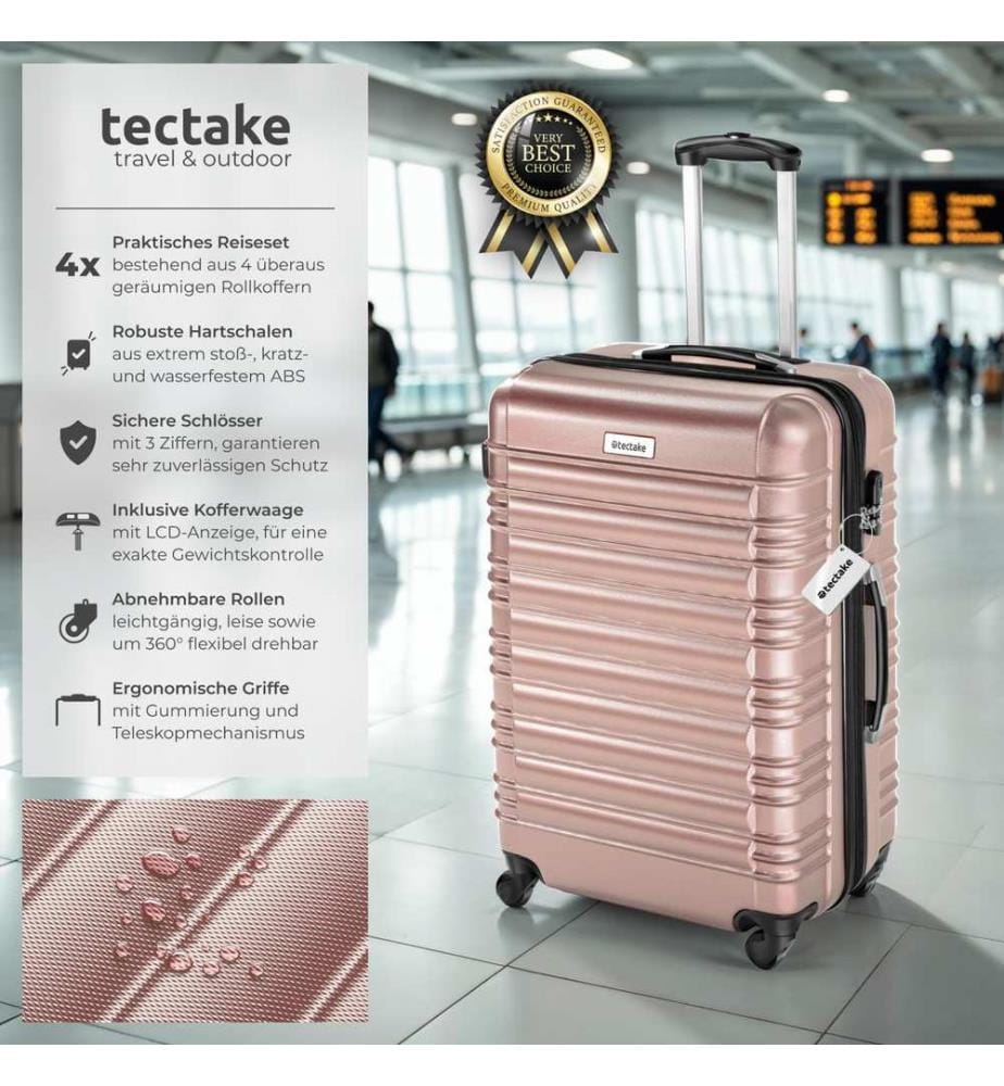Hartschalenkofferset Mila 4-tlg mit Kofferwaage - roségold