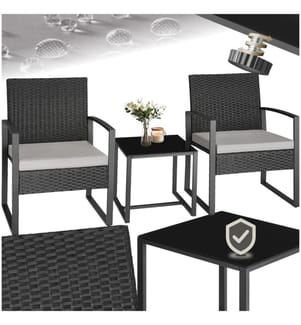 Ensemble de salon de jardin en rotin Granada avec table pour 2 personnes Noir - gris clairnoir