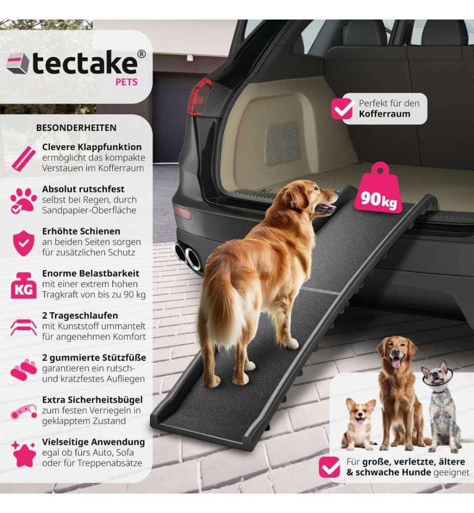 Hunderampe Paw Step Auto, klappbar und rutschfest, bis 90kg - schwarz