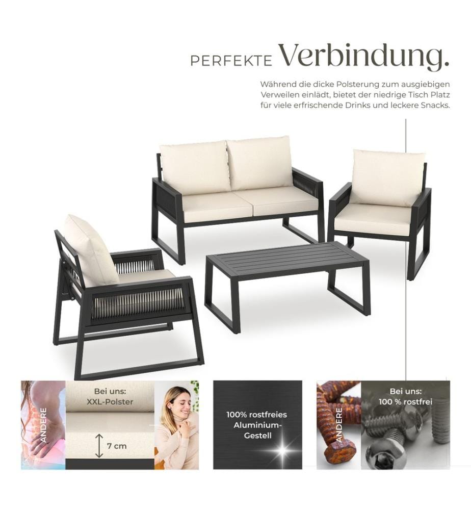 Gartenlounge-Set Captive im Rope-Design - Set 1 1 x Sofa 1 x Tisch 2 x Sessel