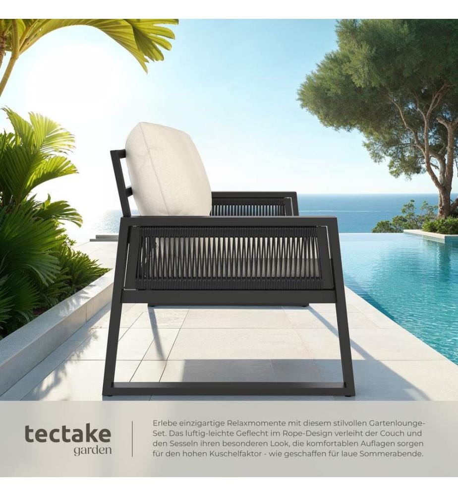 Gartenlounge-Set Captive im Rope-Design - Set 1 1 x Sofa 1 x Tisch 2 x Sessel