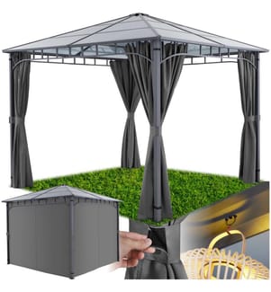 Pavillon de jardin Caracas, résistant aux intempéries, panneaux de toit en polycarbonate - 3 x 3 m