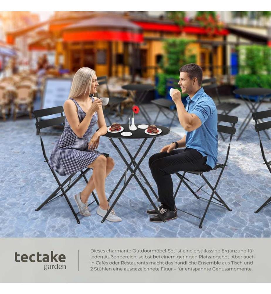 Bistrotisch Set Frieda, klappbar für 2 Personen - schwarz