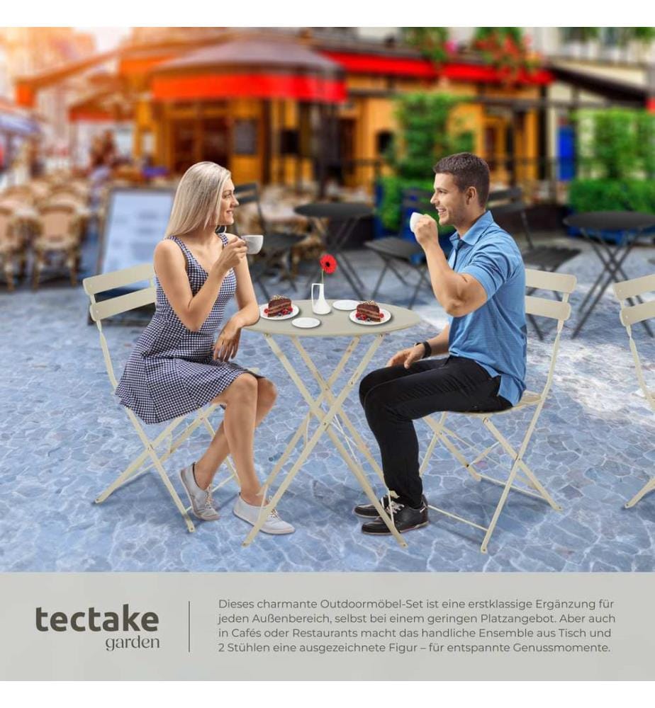 Bistrotisch Set Frieda, klappbar für 2 Personen - creme