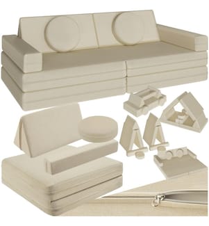 Spielsofa Lilly, 8-teilig, mit Schlaffunktion - 120 cm, beige