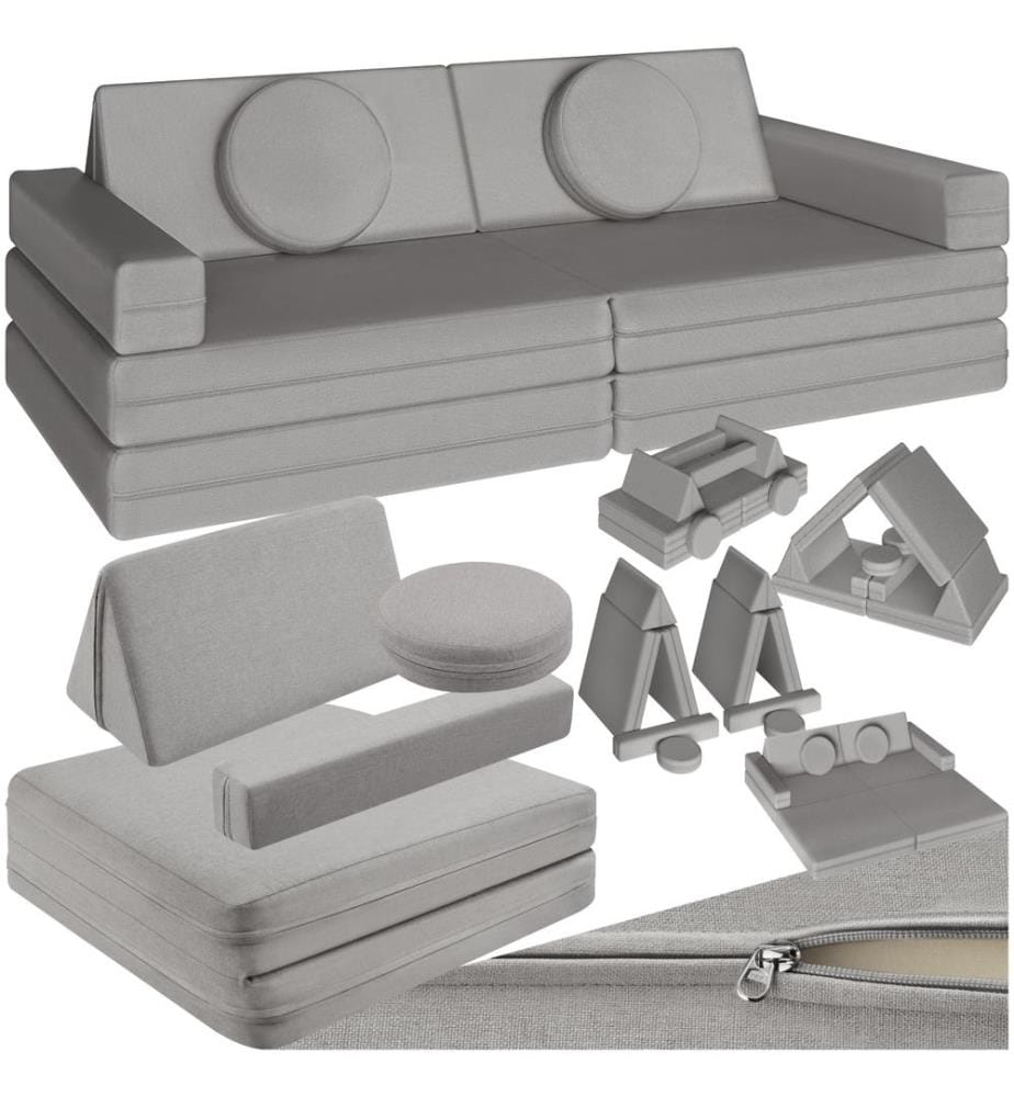Spielsofa Lilly, 8-teilig, mit Schlaffunktion - 160 cm, grau