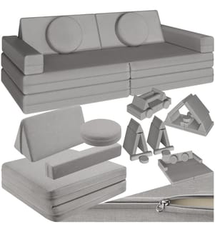 Spielsofa Lilly, 8-teilig, mit Schlaffunktion - 160 cm, grau