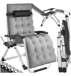 Chaise longue pliable CLOUD réglable en continu - gris clair, par pièce