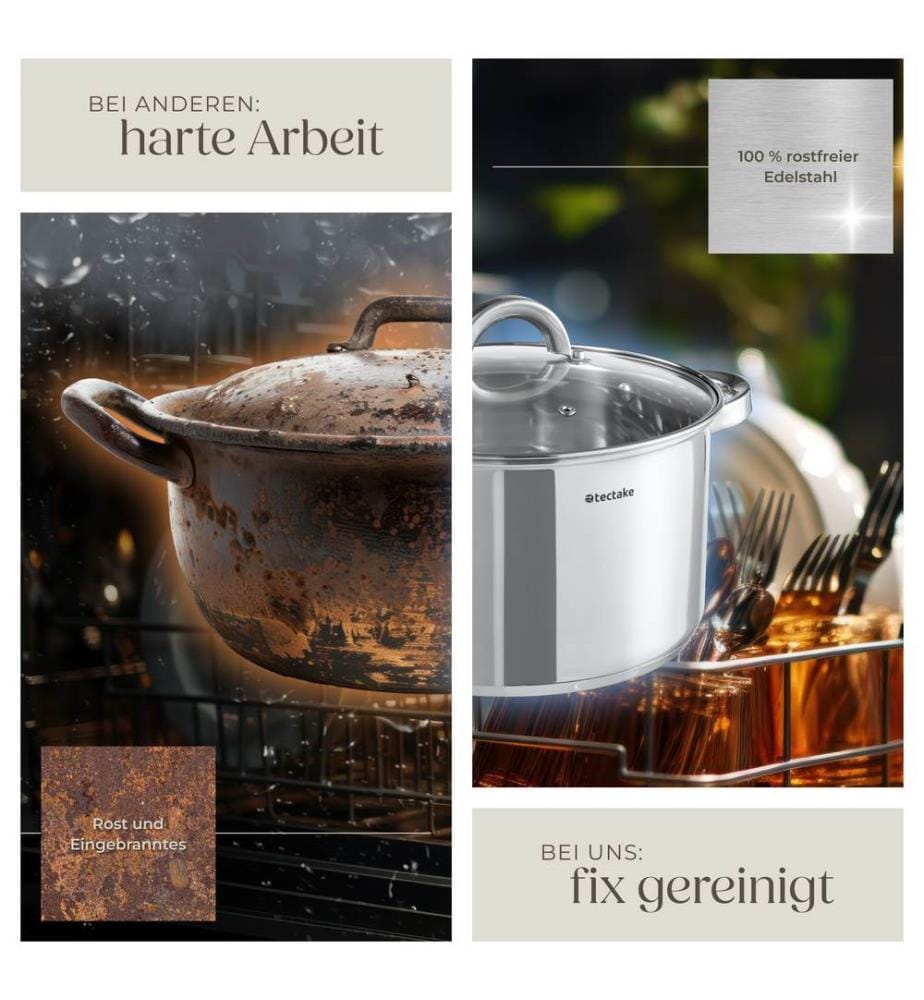Kochtopfset Turin 15-tlg, Edelstahl, für Induktion geeignet - silber
