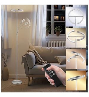 Deckenfluter Auralis LED 20W, Leselicht, dimmbar - Nickel matt
