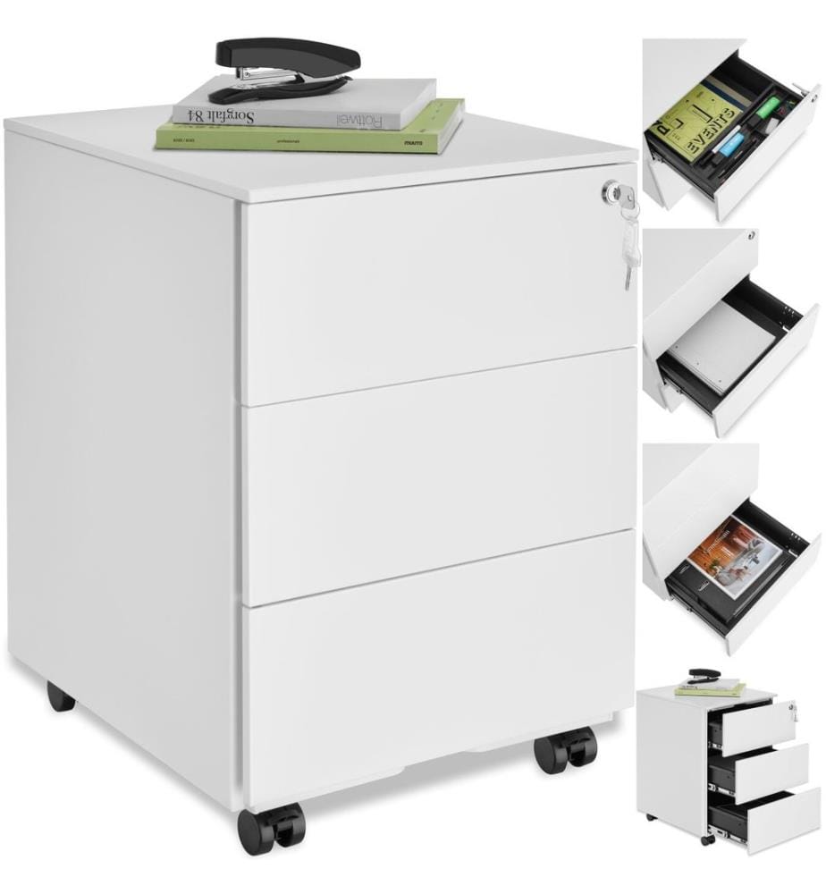 Aktenrollschrank Magna mit 3 abschliessbaren Schubladen - weiss