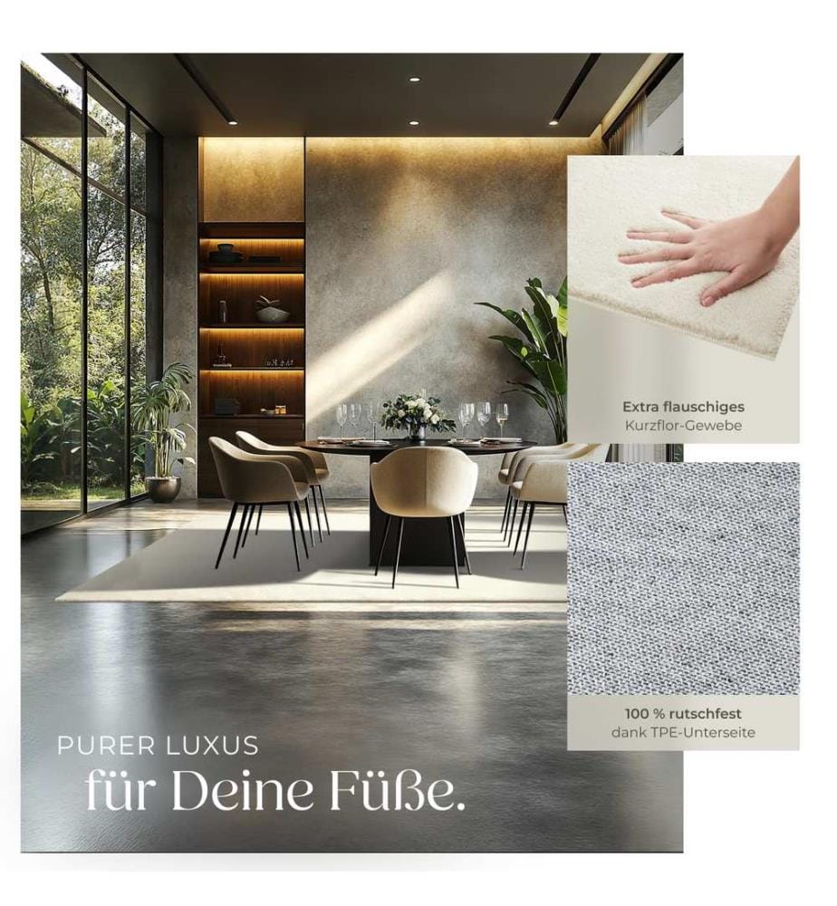 Kurzflorteppich Soft Zone - creme, 200 x 290 cm