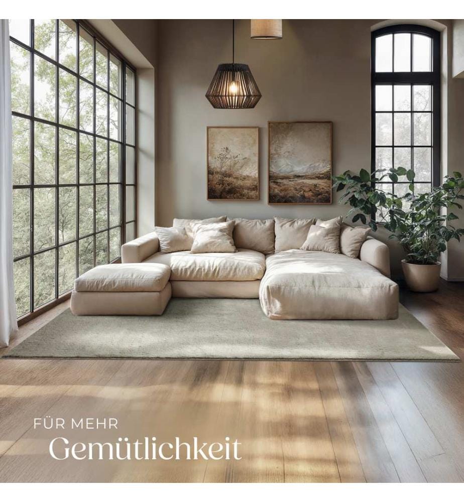 Kurzflorteppich Soft Zone - Sand, 160 x 230 cm