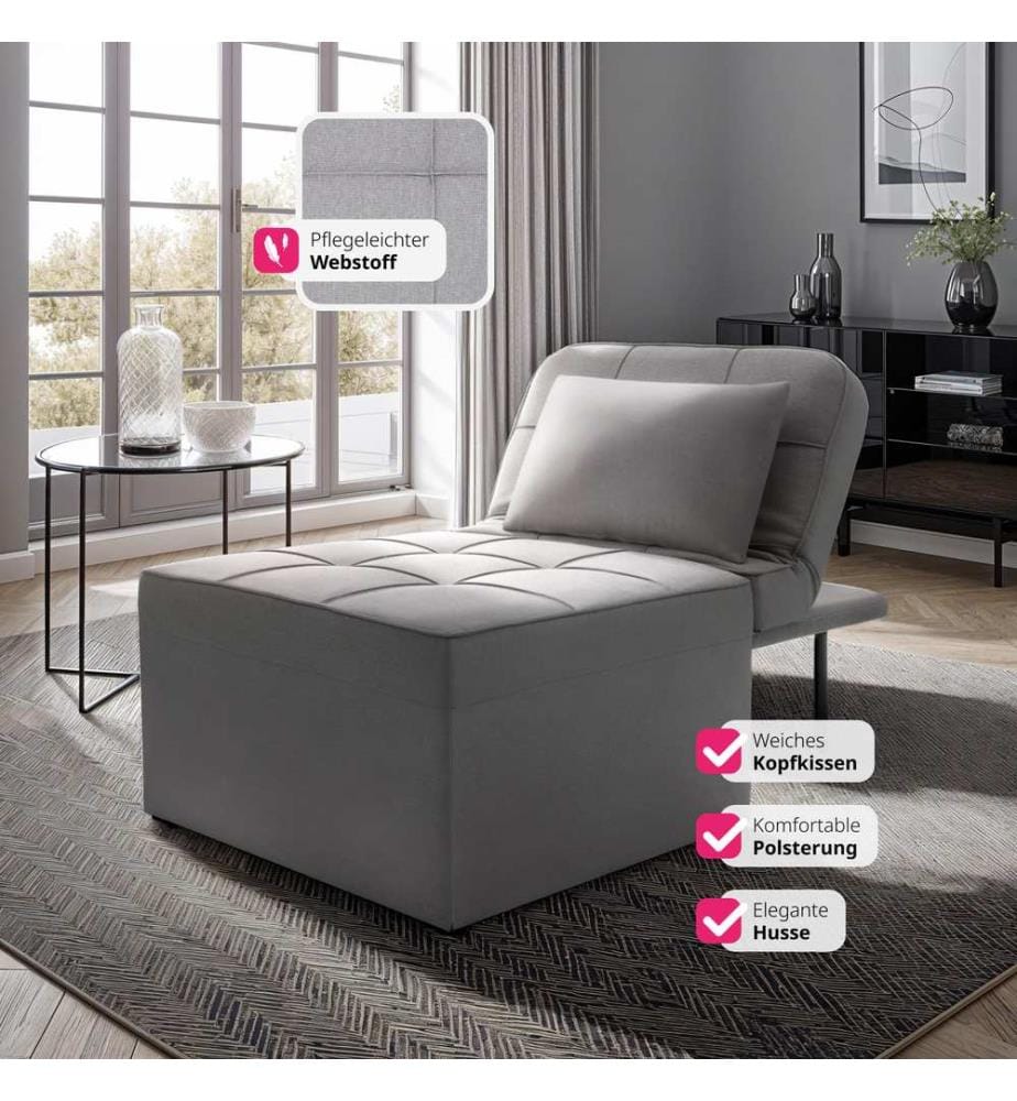 Fauteuil de relaxation PONTO 4-en-1 réglable sur 6 positions - gris
