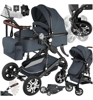 Kombi-Kinderwagen Mats, klappbar, 5-Punkt-Gurt - anthrazit