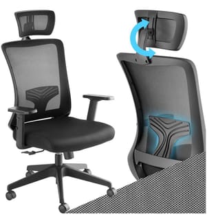 Bürostuhl Phoibe ergonomisch mit verstellbarer Kopfstütze - schwarz