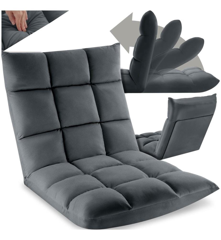 Relaxsessel Snooze, 2 in 1, Samt, 14-fach verstellbar - grau