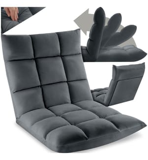 Relaxsessel Snooze, 2 in 1, Samt, 14-fach verstellbar - grau