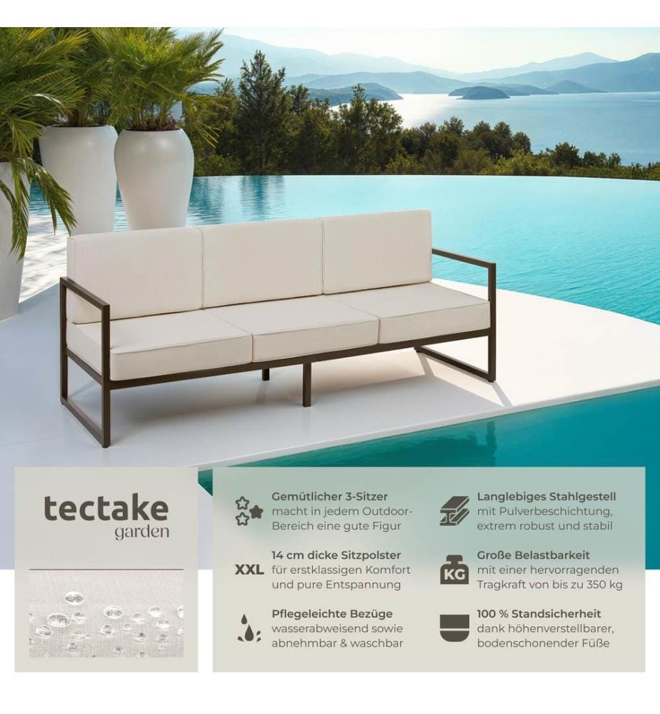 Canapé de jardin COMOSA 3 places - marronbeige