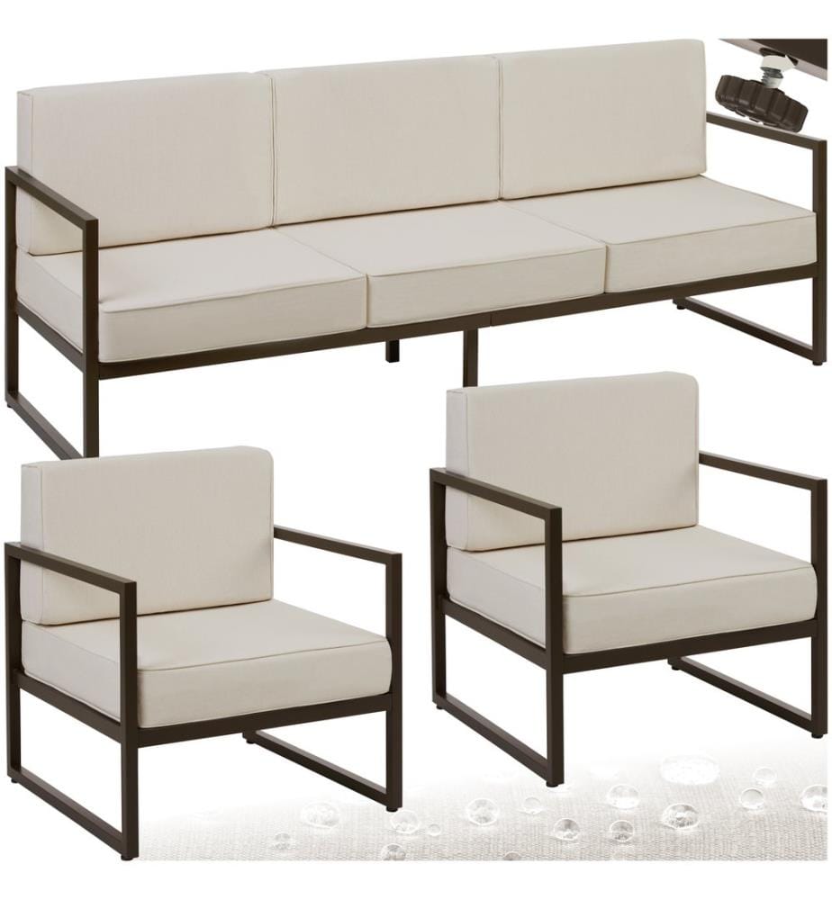 Salon de jardin COMOSA pour 5 personnes - marronbeige