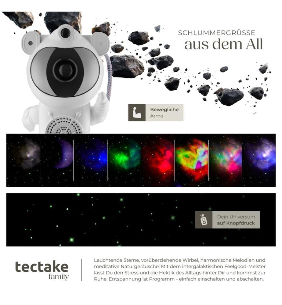 Projecteur LED ciel étoilé Astronaute avec Bluetooth - blanc