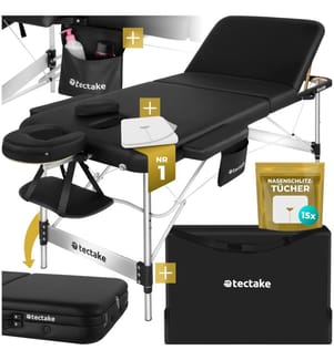 3 Zonen Massageliege Ko Tao, Tragetasche, Aluminiumgestell - schwarz