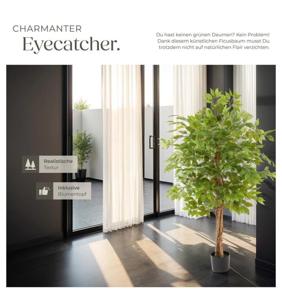 Artificial Plant - detailed and lifelike, ficus tree, low-maintenance - 160 cm