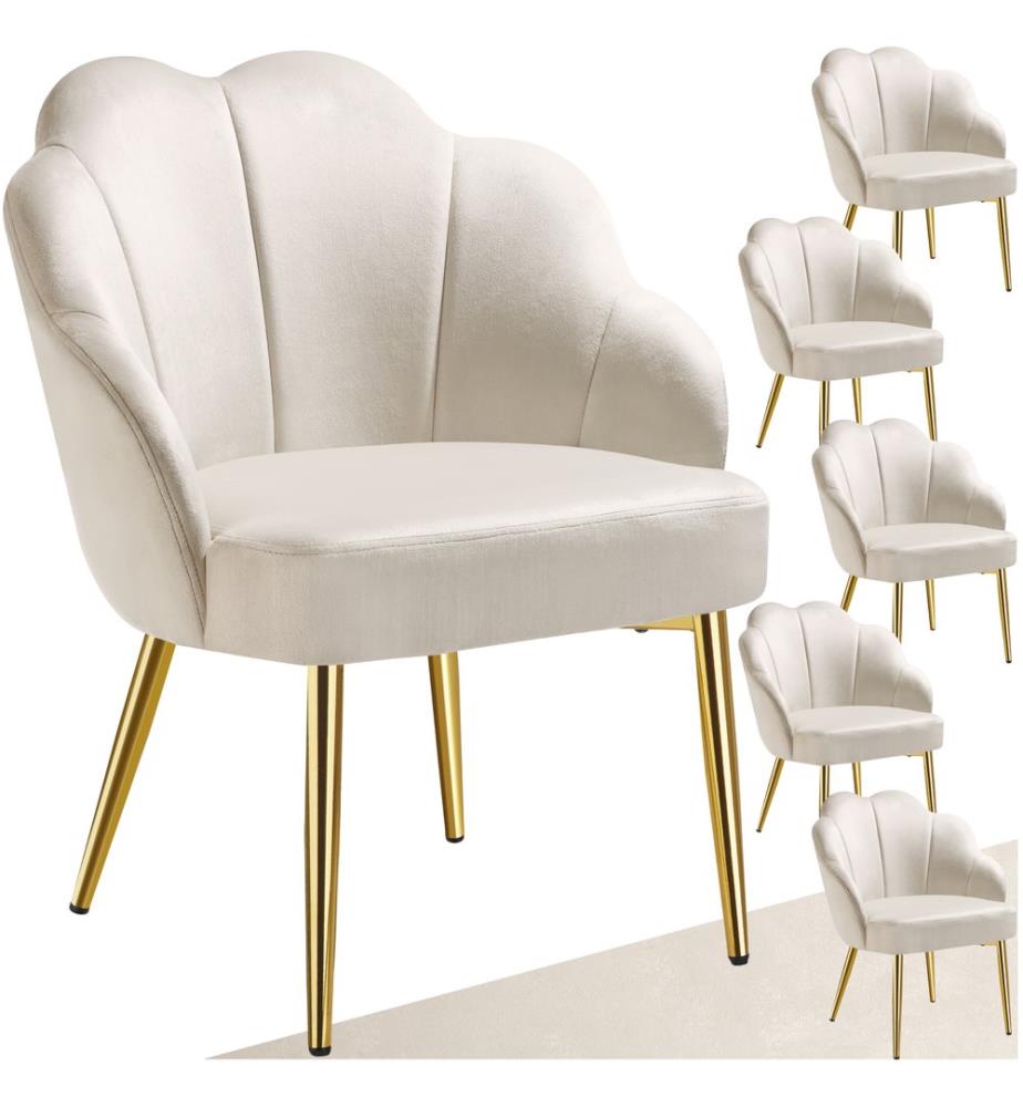Cocktailsessel Hellen, gepolstert mit Samtbezug - cremegold, 6er Set