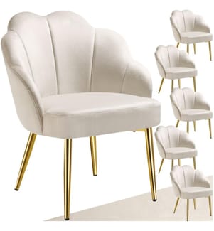 Cocktailsessel Hellen, gepolstert mit Samtbezug - cremegold, 6er Set