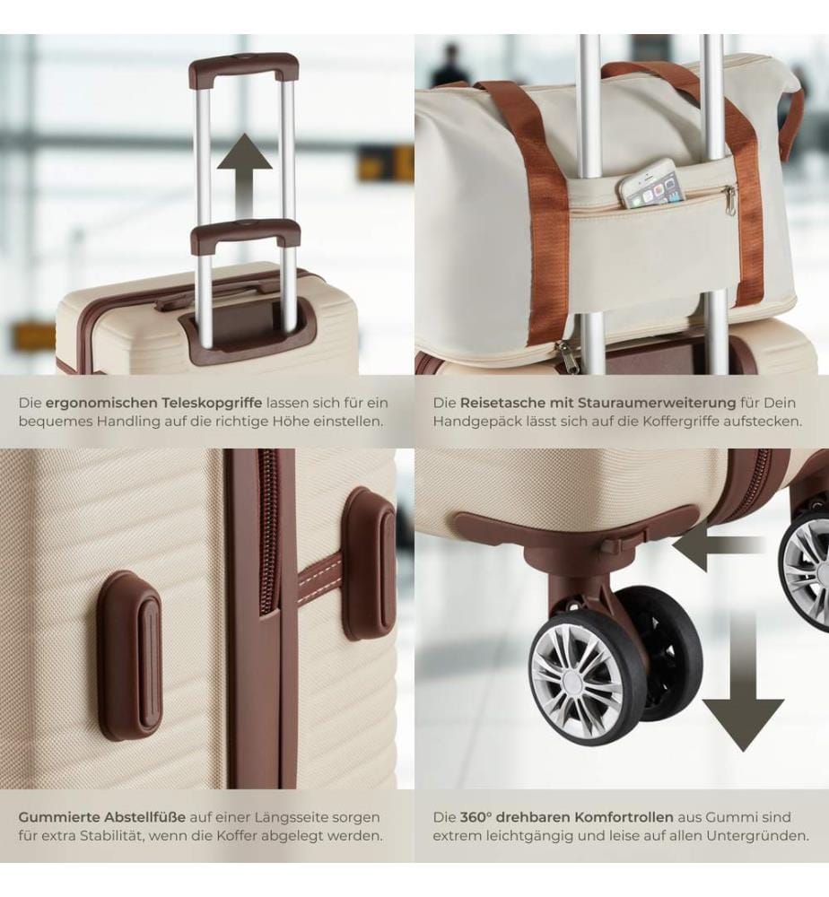 Ensemble de valises MADISON 13 pièces avec serrure TSA - crème
