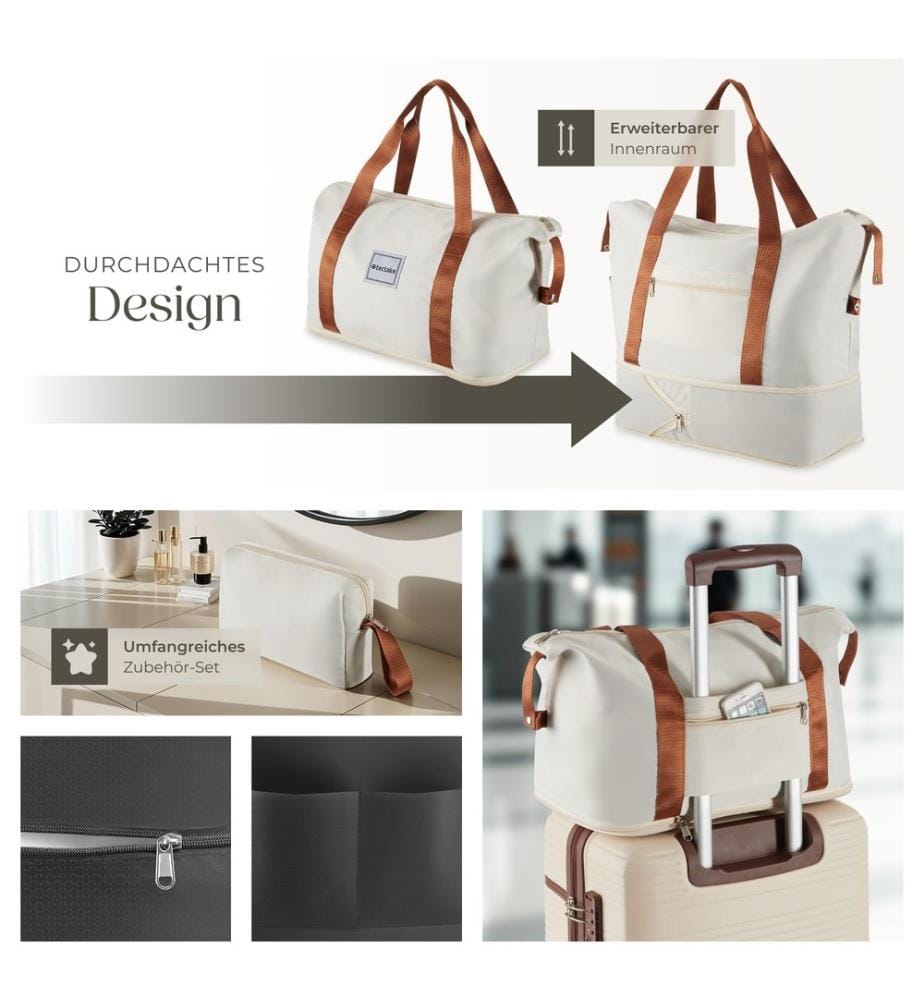 Ensemble de valises MADISON 13 pièces avec serrure TSA - crème