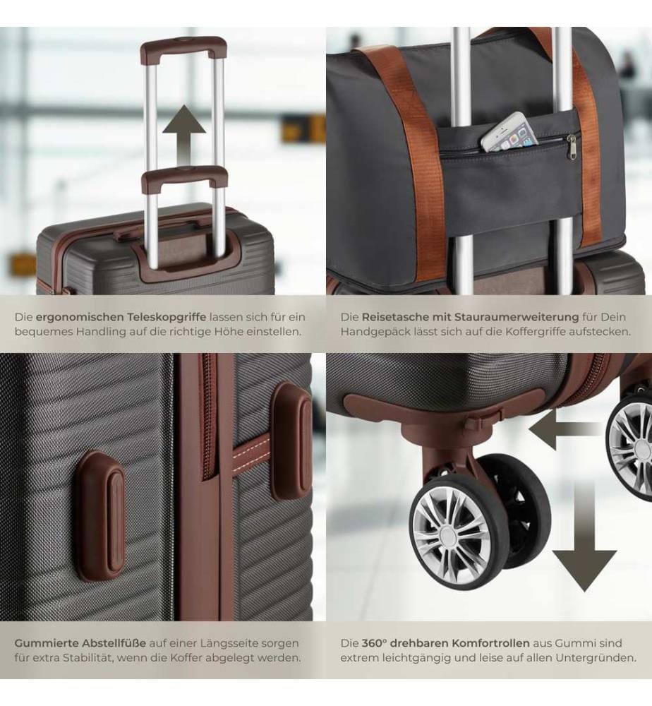 Ensemble de valises MADISON 13 pièces avec serrure TSA - gris anthracite
