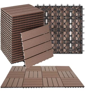 Set Terrassenfliesen Tegulas, WPC in Holzoptik - braun, 22er Set