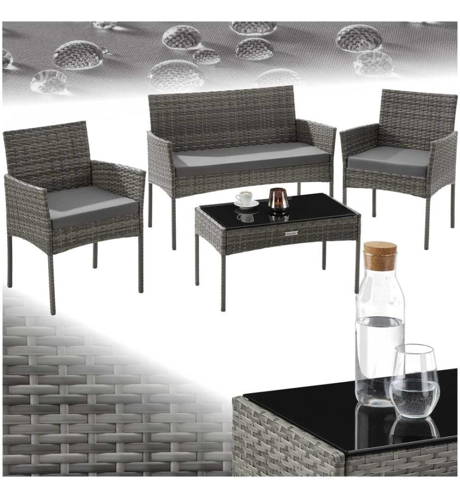Rattan Gartenset Palese für 4 Personen - grau
