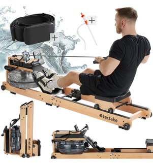 Rameur en bois TITAN XR2 pliable avec Bluetooth - brun-noir
