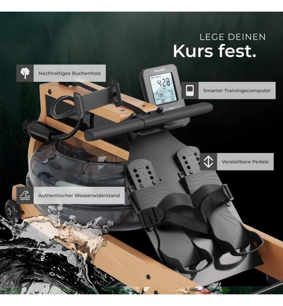 Home Rowing Machine Titan XR2 with 6 Resistance Levels, Training Computer and App Compatibility - brownblack