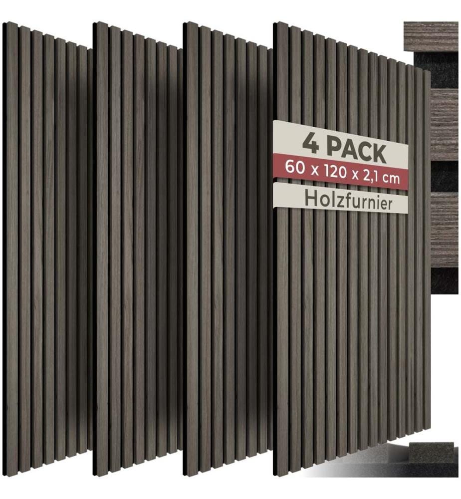 Akustikpaneele Sonic Wall Holzoptik - Eiche grau, 4er Set
