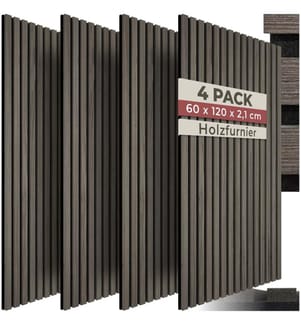Akustikpaneele Sonic Wall Holzoptik - Eiche grau, 4er Set